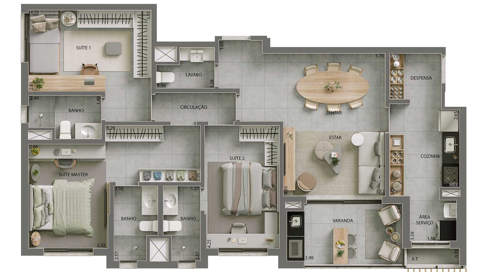 Planta 120 m² Tipo B