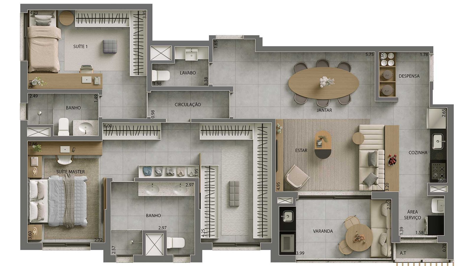 Planta 120 m² Tipo D